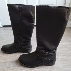 Cat & Jack Little Girls Theresa Black Zip-Up Tall Riding Boots Size 2